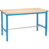 Global Industrial™ 72 x 30 Adjustable Height Workbench Square Tube Leg - Maple Square Edge Blue