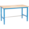 Global Industrial 72 x 36 Adjustable Height Workbench Square Tube Leg - Maple Safety Edge Blue