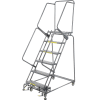 Perforated 24"W 6 Step Steel Rolling Ladder 14"D Top Step- Lock Style B - FS063014