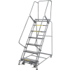Perforated 24"W 7 Step Steel Rolling Ladder 14"D Top Step- Lock Style B - FS073014P