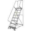 Perforated 24"W 8 Step Steel Rolling Ladder 14"D Top Step - FS083214P
