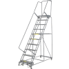 Perforated 24"W 10 Step Steel Rolling Ladder 14"D Top Step - FS103214P