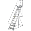 Perforated 24"W 12 Step Steel Rolling Ladder 21"D Top Step