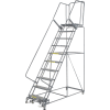 Ballymore Steel Perforated 10-Step Rolling Ladder, Gray, 32" x 80" x 100"