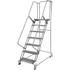 Grip 16"W 7 Step Steel Rolling Ladder 21"D Top Step - FSH71821G