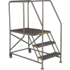 Mobile 3 Step Steel 24"W X 36"L Work Platform Ladder With Handrails - WLWP132436