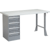 Global Industrial 72 x 30 Pedestal Workbench - 4 Drawers, Plastic Laminate Square Edge - Gray