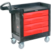 Rubbermaid® Mobile Workcenter w/4 Drawers, 500 lb. Capacity, 40"L x 18"W x 33-1/2"H, Black