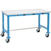 Global Industrial 60 x 30 Mobile Packing Workbench - Power Apron - Laminate Square Edge - Blue