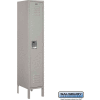 Single Tier 1 Door Metal Locker, 12"Wx15"Dx60"H, Gray, Unassembled