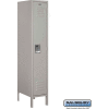 Single Tier 1 Door Metal Locker, 12"Wx18"Dx60"H, Gray, Assembled
