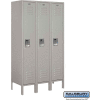 Single Tier 3 Door Metal Locker, 12"Wx15"Dx60"H, Gray, Unassembled