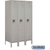 Single Tier 3 Door Metal Locker, 12"Wx18"Dx60"H, Gray, Assembled