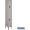 Double Tier 2 Door Metal Locker, 12"Wx15"Dx36"H, Gray, Assembled