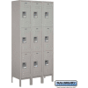 Triple Tier 9 Door Metal Locker, 12"Wx15"Dx24"H, Gray, Unassembled