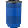 Global Industrial 55 Gallon Perforated Steel Receptacle w/ Flat Lid - Blue