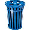 Global Industrial Outdoor Steel Recycling Receptacle with Multi-Stream Lid - 36 Gallon Blue
