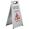 Global Industrial Stainless Steel Floor Sign 2 Sided Multi-Lingual - Caution