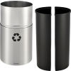 Global Industrial Aluminum Round Multi-Stream Trash Can, 2 Stream, 25 Gallon Total
																			