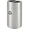 Global Industrial Aluminum Round Multi-Stream Trash Can, 2 Stream, 31 Gallon Total
																			