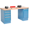 72 x 30 Maple Square Edge 4 Drawer & Cabinet Workbench