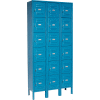 Global Industrial™ Six Tier 18 Door Box Locker, 12"Wx15"Dx12"H, Blue, Assembled