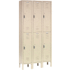 Global Industrial Paramount® Double Tier 6 Door Locker, 12"Wx12"Dx36"H, Tan, Assembled