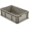 Global Industrial Stackable Straight Wall Container, Solid, 24"Lx15"Wx7-1/2"H, Gray
