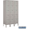 Five Tier 15 Door Metal Locker, 12"Wx12"Dx12"H, Gray, Unassembled