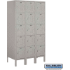 Five Tier 15 Door Metal Locker, 12"Wx18"Dx12"H, Gray, Unassembled