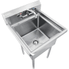 Global Industrial Stainless Steel Utility Sink W/Faucet & 10" Backsplash, 18"x18"x12" Deep