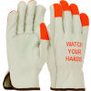 PIP Top Grain Cowhide Drivers Gloves, Keystone Thumb, Quality Grade Hi-Vis Finger, XL