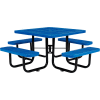 Global Industrial 46" Square Outdoor Steel Picnic Table, Perforated Metal, Blue