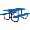 Global Industrial™ 6 ft. Rectangular Outdoor Steel Picnic Table - Perforated Metal - Blue