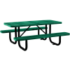Global Industrial 6 ft. Rectangular Outdoor Steel Picnic Table, Perforated Metal, Green