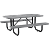 Global Industrial 6 ft. Rectangular Outdoor Steel Picnic Table, Perforated Metal, Gray