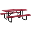 Global Industrial 6 ft. Rectangular Outdoor Steel Picnic Table, Perforated Metal, Red