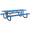 Global Industrial 8 ft. Rectangular Outdoor Steel Picnic Table, Perforated Metal, Blue