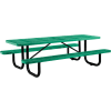 Global Industrial 8 ft. Rectangular Outdoor Steel Picnic Table, Perforated Metal, Green