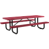 Global Industrial 8 ft. Rectangular Outdoor Steel Picnic Table, Perforated Metal, Red
