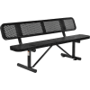 Global Industrial™ 6 ft. Outdoor Steel Picnic Bench with Backrest - Perforated Metal - Black
