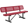 Global Industrial™ 6 ft. Outdoor Steel Picnic Bench with Backrest - Perforated Metal - Red