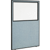 Interion® Office Partition Panel with Partial Window, 48-1/4"W x 72"H, Blue