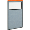 Interion® Deluxe Office Partition Panel with Partial Window, 36-1/4"W x 61-1/2"H, Blue