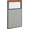 Interion® Deluxe Office Partition Panel with Partial Window, 36-1/4"W x 61-1/2"H, Gray