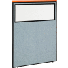 Interion® Deluxe Office Partition Panel with Partial Window, 48-1/4"W x 61-1/2"H, Blue
