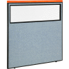 Interion® Deluxe Office Partition Panel with Partial Window, 60-1/4"W x 61-1/2"H, Blue