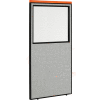 Interion® Deluxe Office Partition Panel with Partial Window, 36-1/4"W x 73-1/2"H, Gray