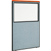 Interion® Deluxe Office Partition Panel with Partial Window, 48-1/4"W x 73-1/2"H, Blue