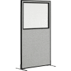 Interion® Freestanding Office Partition Panel with Partial Window, 36-1/4"W x 72"H, Gray